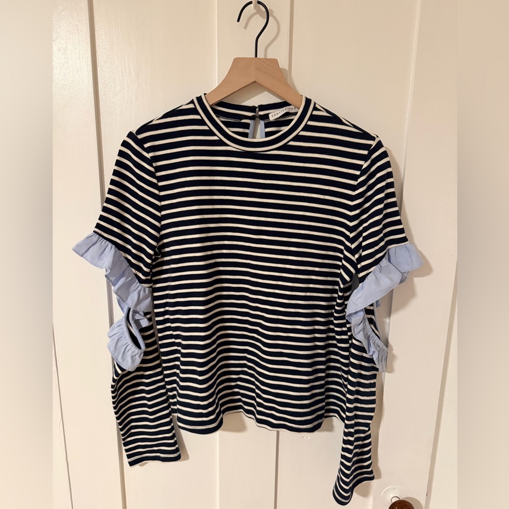 English Factory Navy and White Striped Top NWOT